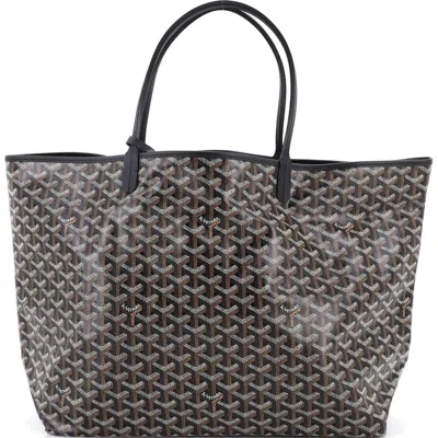 Pre-owned Goyard  Goyard Saint Louis Tote Coated Canvas Gm In Black