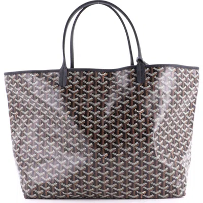 Pre-owned Goyard  Goyard Saint Louis Tote Coated Canvas Gm In Blue