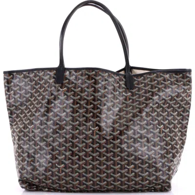 Pre-owned Goyard  Goyard Saint Louis Tote Coated Canvas Gm In Black