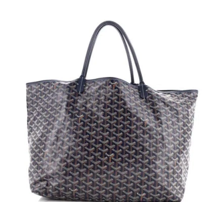 Pre-owned Goyard  Goyard Saint Louis Tote Coated Canvas Gm In Blue