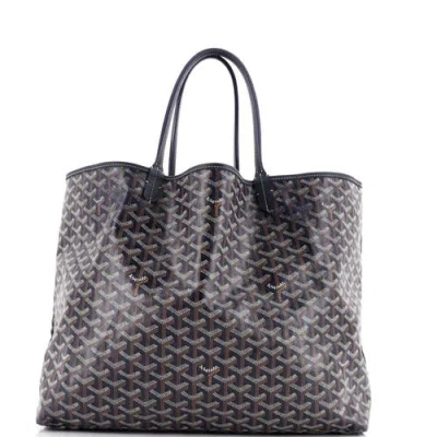 Pre-owned Goyard  Goyard Saint Louis Tote Coated Canvas Gm In Blue