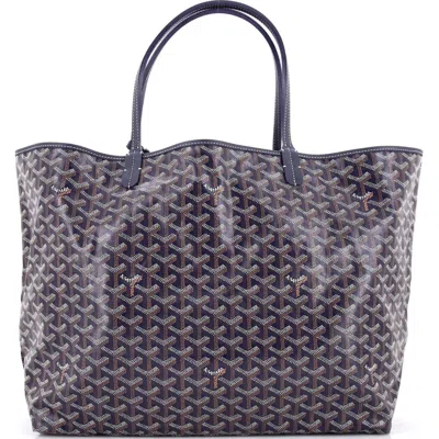 Pre-owned Goyard  Goyard Saint Louis Tote Coated Canvas Gm In Blue