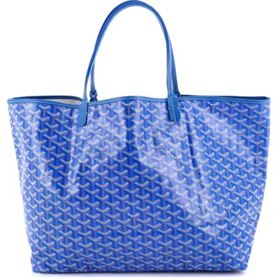 Pre-owned Goyard  Goyard Saint Louis Tote Coated Canvas Gm In Blue