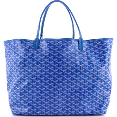 Pre-owned Goyard  Goyard Saint Louis Tote Coated Canvas Gm In Blue