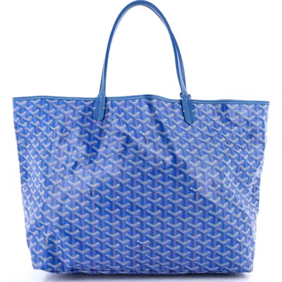 Pre-owned Goyard  Goyard Saint Louis Tote Coated Canvas Gm In Blue