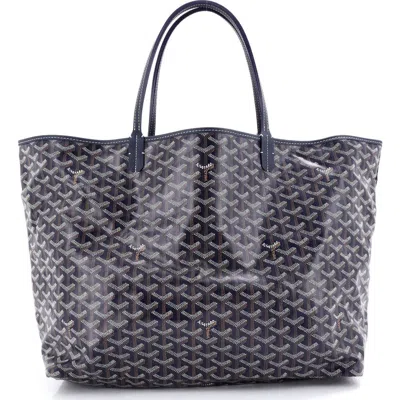 Pre-owned Goyard  Goyard Saint Louis Tote Coated Canvas Gm In Blue