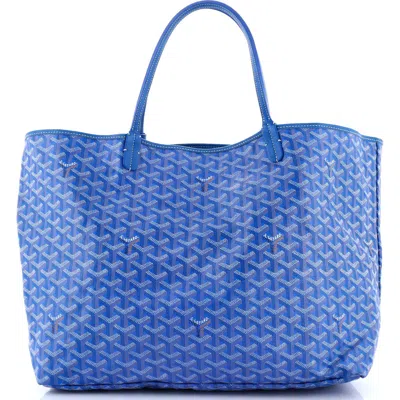 Pre-owned Goyard  Goyard Saint Louis Tote Coated Canvas Gm In Blue