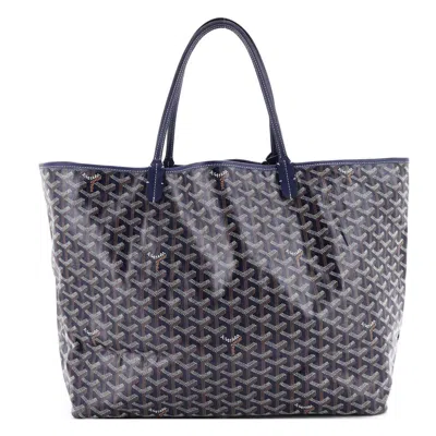 Pre-owned Goyard  Goyard Saint Louis Tote Coated Canvas Gm In Blue