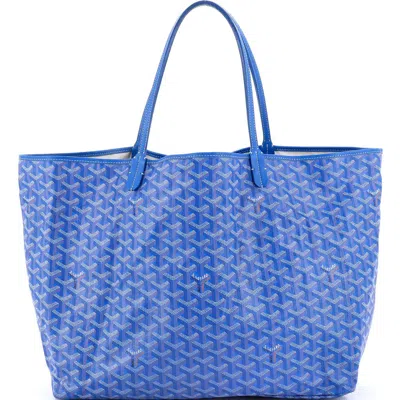 Pre-owned Goyard  Goyard Saint Louis Tote Coated Canvas Gm In Blue