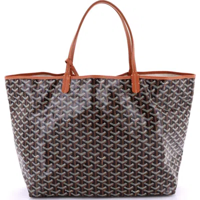 Pre-owned Goyard  Goyard Saint Louis Tote Coated Canvas Gm In Brown