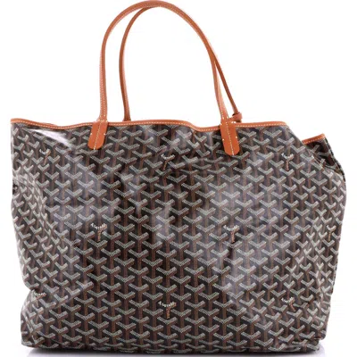 Pre-owned Goyard  Goyard Saint Louis Tote Coated Canvas Gm In Brown
