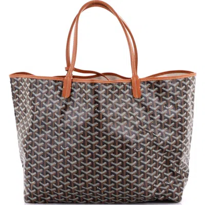 Pre-owned Goyard  Goyard Saint Louis Tote Coated Canvas Gm In Brown