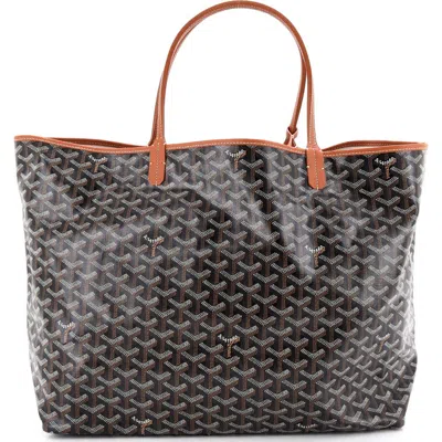 Pre-owned Goyard  Goyard Saint Louis Tote Coated Canvas Gm In Brown