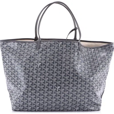 Pre-owned Goyard  Goyard Saint Louis Tote Coated Canvas Gm In Gray