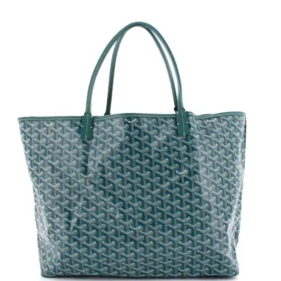 Pre-owned Goyard  Goyard Saint Louis Tote Coated Canvas Gm In Green