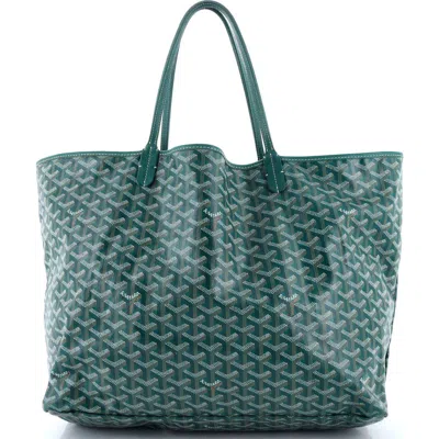 Pre-owned Goyard  Goyard Saint Louis Tote Coated Canvas Gm In Green