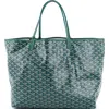 Pre-owned Goyard  Goyard Saint Louis Tote Coated Canvas Gm In Green