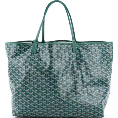 Pre-owned Goyard  Goyard Saint Louis Tote Coated Canvas Gm In Green