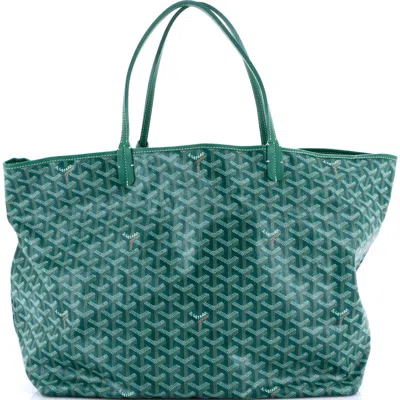 Pre-owned Goyard  Goyard Saint Louis Tote Coated Canvas Gm In Green
