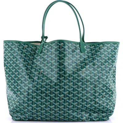 Pre-owned Goyard  Goyard Saint Louis Tote Coated Canvas Gm In Green