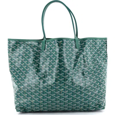 Pre-owned Goyard  Goyard Saint Louis Tote Coated Canvas Gm In Green