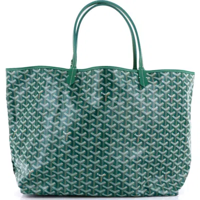Pre-owned Goyard  Goyard Saint Louis Tote Coated Canvas Gm In Green
