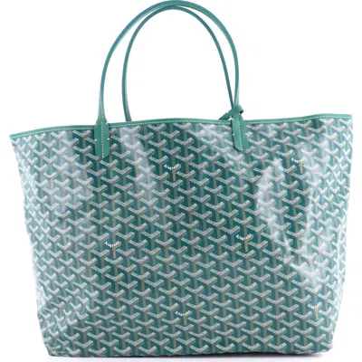 Pre-owned Goyard  Goyard Saint Louis Tote Coated Canvas Gm In Green