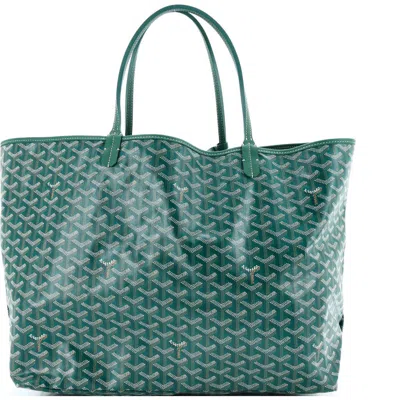 Pre-owned Goyard  Goyard Saint Louis Tote Coated Canvas Gm In Green