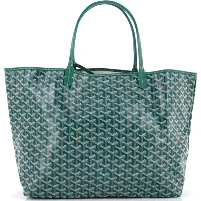 Pre-owned Goyard  Goyard Saint Louis Tote Coated Canvas Gm In Green