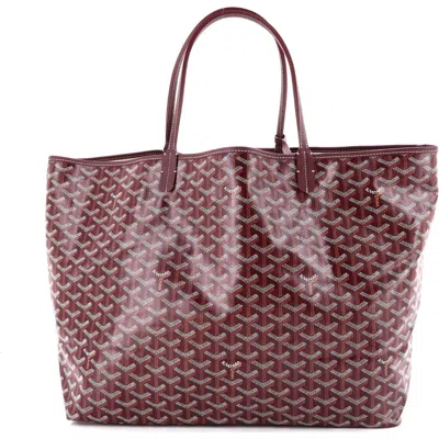 Pre-owned Goyard  Goyard Saint Louis Tote Coated Canvas Gm In Burgundy