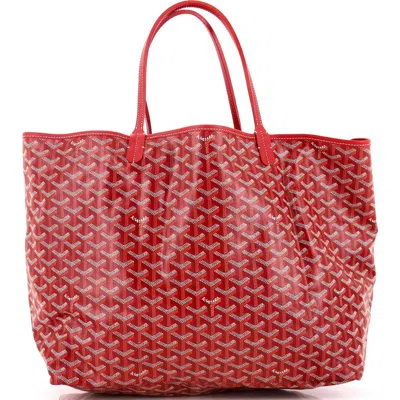 Pre-owned Goyard  Goyard Saint Louis Tote Coated Canvas Gm In Red