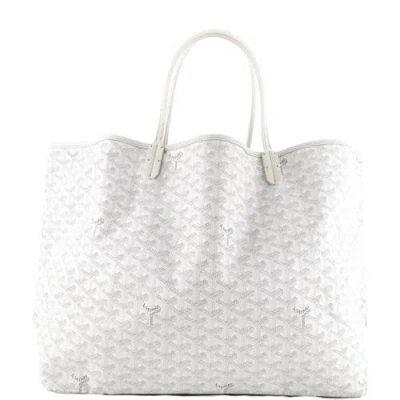 Pre-owned Goyard  Goyard Saint Louis Tote Coated Canvas Gm In White