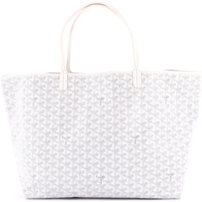 Pre-owned Goyard  Goyard Saint Louis Tote Coated Canvas Gm In White