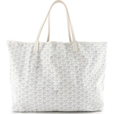 Pre-owned Goyard  Goyard Saint Louis Tote Coated Canvas Gm In White