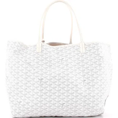 Pre-owned Goyard  Goyard Saint Louis Tote Coated Canvas Gm In White