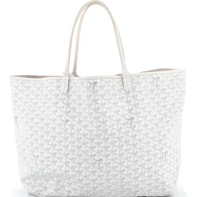 Pre-owned Goyard  Goyard Saint Louis Tote Coated Canvas Gm In White
