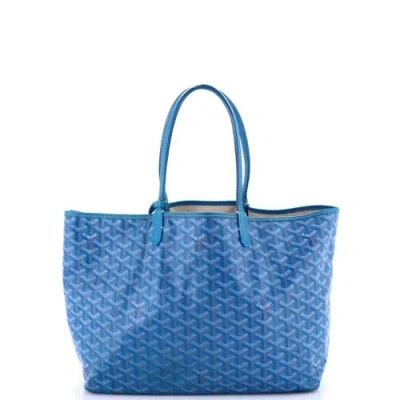 Pre-owned Goyard  Goyard Saint Louis Tote Coated Canvas Pm In Blue