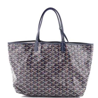 Pre-owned Goyard  Goyard Saint Louis Tote Coated Canvas Pm In Blue