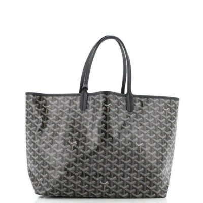 Pre-owned Goyard  Goyard Saint Louis Tote Coated Canvas Pm In Blue
