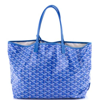 Pre-owned Goyard  Goyard Saint Louis Tote Coated Canvas Pm In Blue