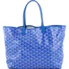 Pre-owned Goyard  Goyard Saint Louis Tote Coated Canvas Pm In Blue