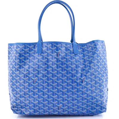 Pre-owned Goyard  Goyard Saint Louis Tote Coated Canvas Pm In Blue