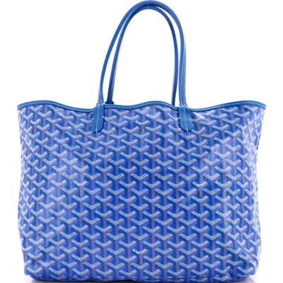 Pre-owned Goyard  Goyard Saint Louis Tote Coated Canvas Pm In Blue