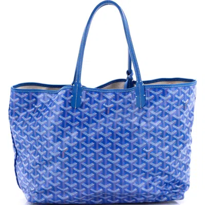 Pre-owned Goyard  Goyard Saint Louis Tote Coated Canvas Pm In Blue