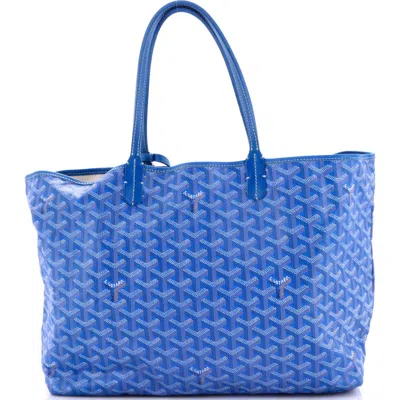 Pre-owned Goyard  Goyard Saint Louis Tote Coated Canvas Pm In Blue