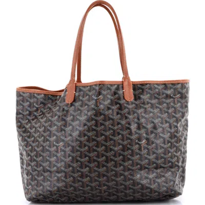 Pre-owned Goyard  Goyard Saint Louis Tote Coated Canvas Pm In Blue