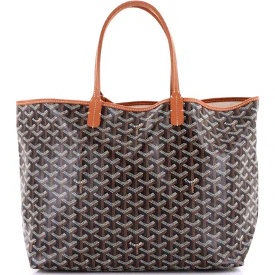 Pre-owned Goyard  Goyard Saint Louis Tote Coated Canvas Pm In Brown