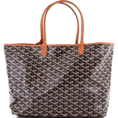 Pre-owned Goyard  Goyard Saint Louis Tote Coated Canvas Pm In Brown
