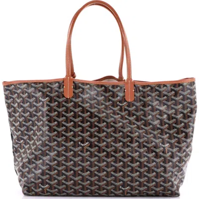 Pre-owned Goyard  Goyard Saint Louis Tote Coated Canvas Pm In Brown