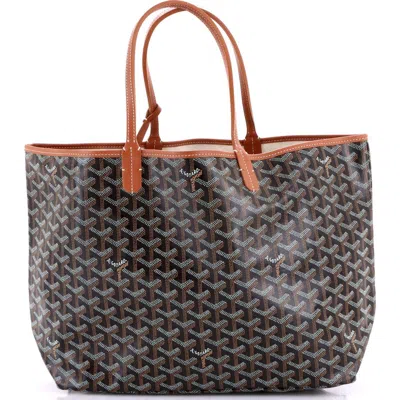 Pre-owned Goyard  Goyard Saint Louis Tote Coated Canvas Pm In Brown